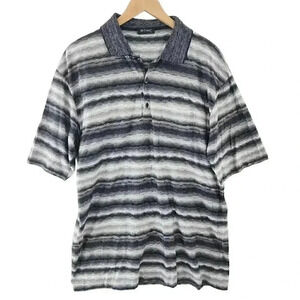 Vintage St.Croix Black Gray Striped Short Sleeve Casual Polo shirt Men's XL